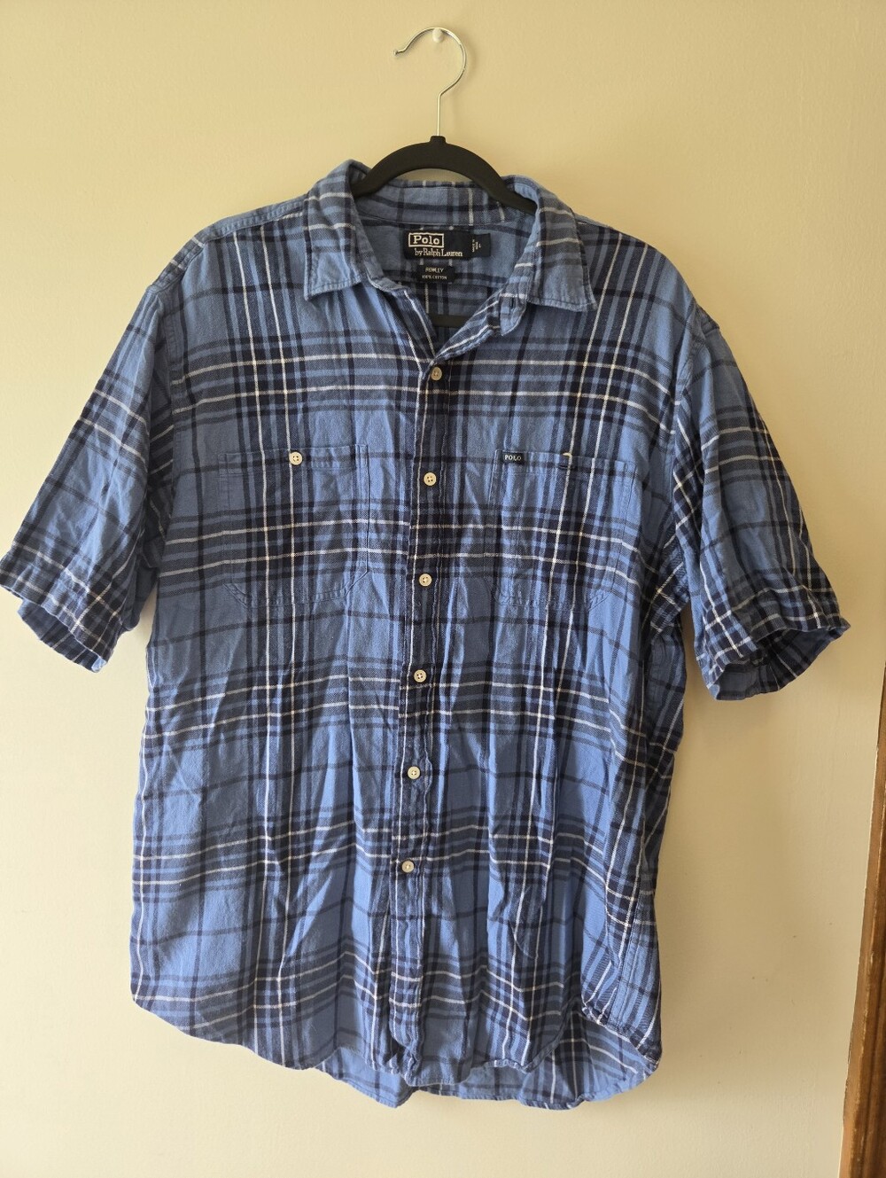Ralph Lauren Blue Plaid Short-Sleeve Button-Down Shirt
